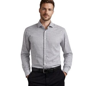 Ted Baker Cotton Abstract Dot Dress Shirt White Size L